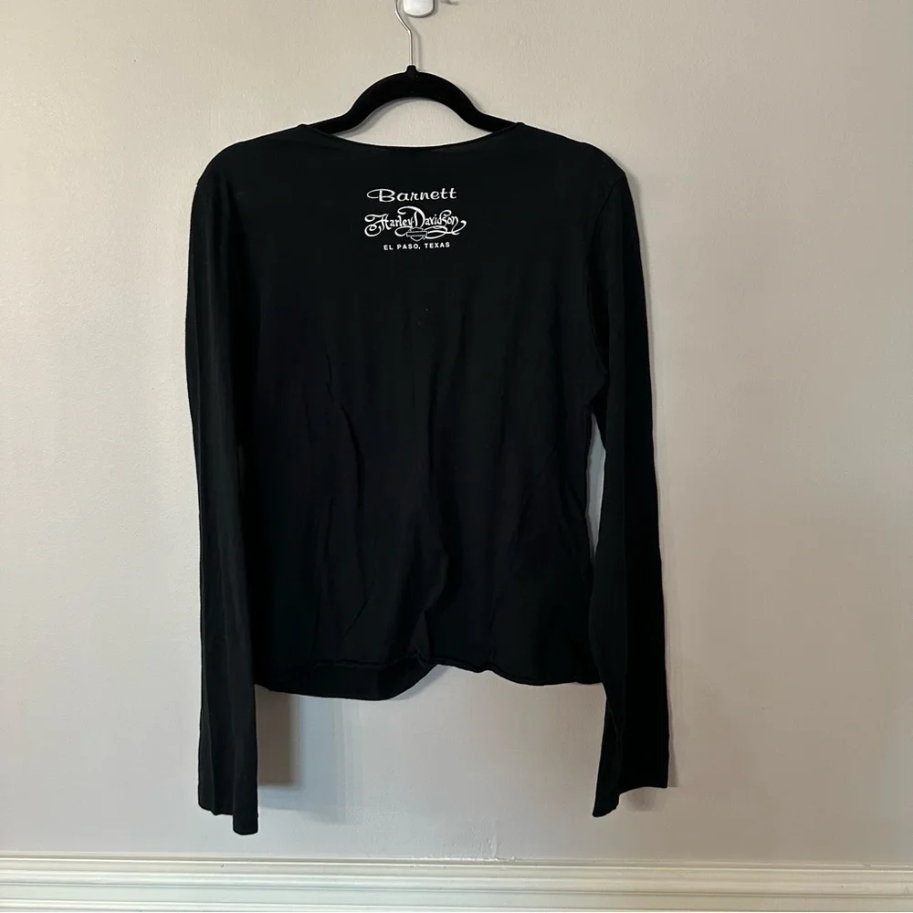 Harley Davidson Barnett El Paso TX Women’s Black Long Sleeve Top Size L GUC - Picture 9 of 9